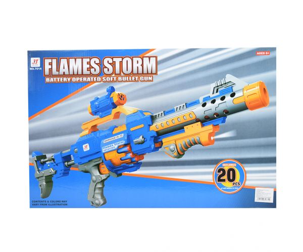 Flames Storm: Elektromos óriás szivacslövő fegyver fénnyel, forgótárral és töltényekkel 73cm