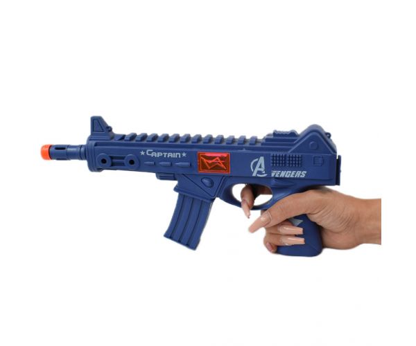 Flint Gun: Kék katonai gépfegyver lövést imitáló funkcióval 30cm