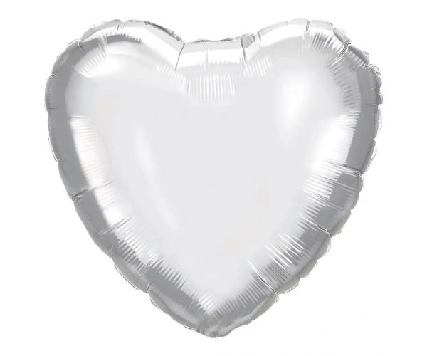 Szív alakú fólia lufi – ezüst 46cm