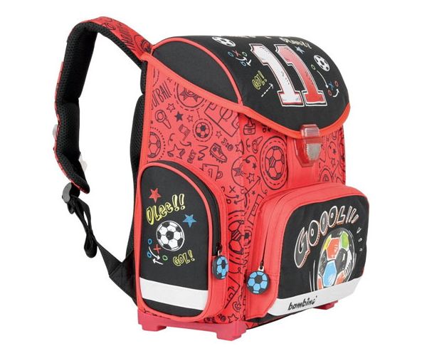 Football fekete-piros ergonomikus iskolatáska, hátizsák 36x27x14cm - Bambino