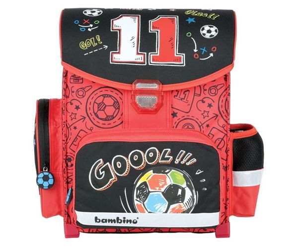 Football fekete-piros ergonomikus iskolatáska, hátizsák 36x27x14cm - Bambino