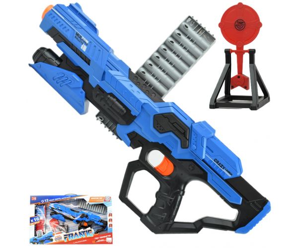 Frantic Launcher: Manuális szivacslövő fegyver céltáblával és töltényekkel 49cm