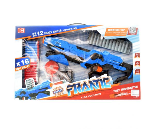 Frantic Launcher: Manuális szivacslövő fegyver céltáblával és töltényekkel 49cm
