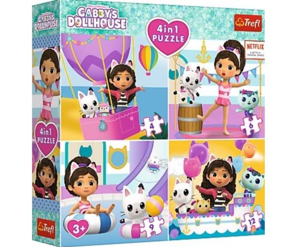 Gabi babaháza 4 az 1-ben 12-9-6-4db-os puzzle - Trefl
