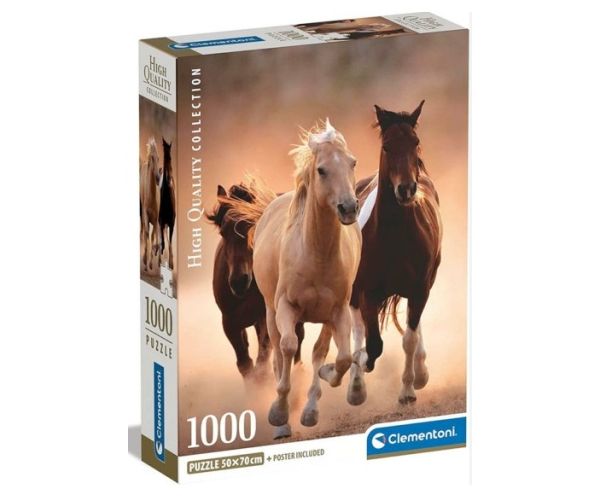 Vágtázó lovak HQC 1000db-os puzzle poszterrel - Clementoni