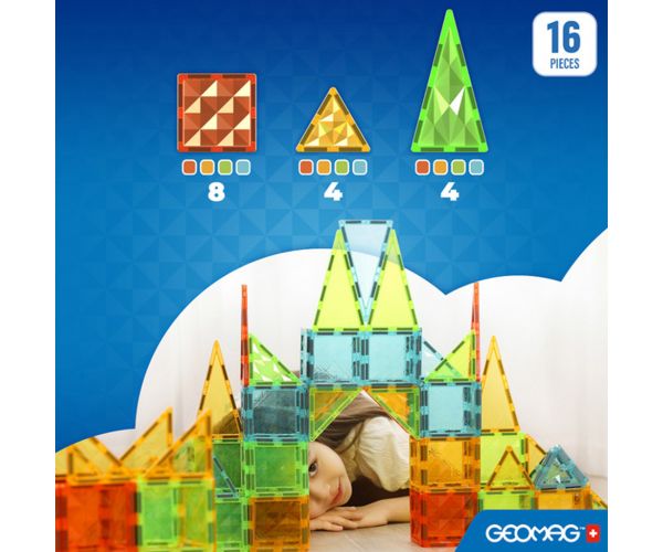 Geomag: Magnetic Tiles Gems mágneses építőkocka 16db-os szett