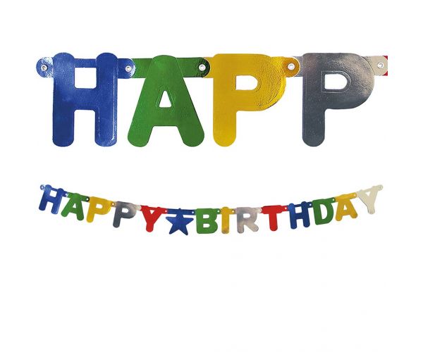 Happy Birthday fűzér – metál színekben
