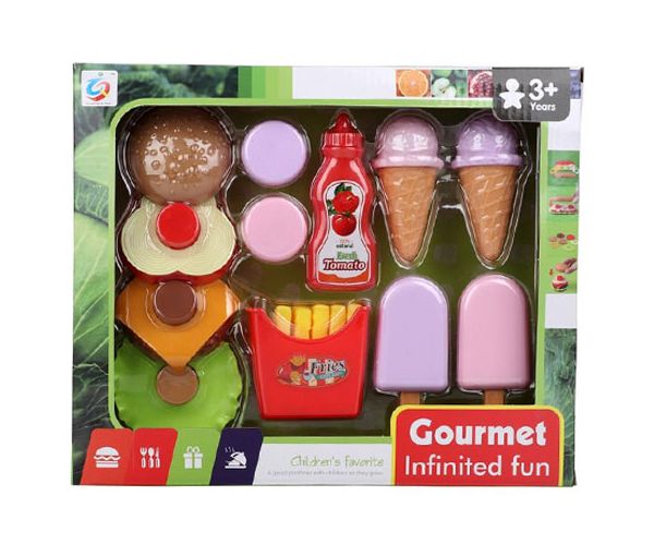 Gourmet hamburgeres élelmiszer játékszett jégkrémmel