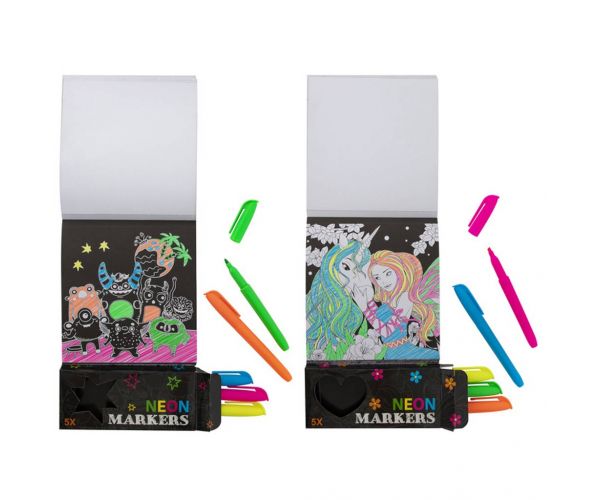 Grafix Neon 40 lapos kifestő készlet 5db filctollal