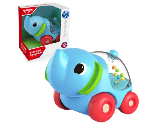 Happy World: Gurulós csörgő elefánt 11cm