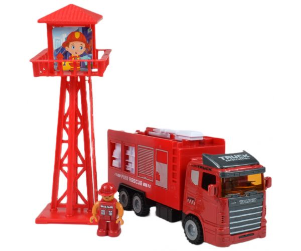 Fire Brigade: Tűzoltóállomás szett őrtoronnyal, autóval és kiegészítőkkel