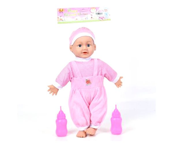 Rongytestű etethető baba kiegészítőkkel, hangeffektekkel 21cm
