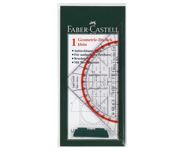 Faber-Castell: Háromszög alakú derékszög vonalzó szögmérővel