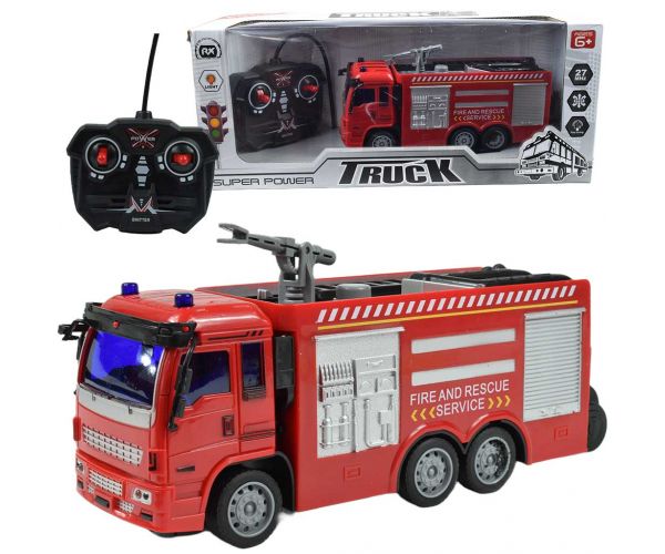 RC Távirányítós tűzoltóautó világítással 27MHz 20cm háromféle változatban 1db