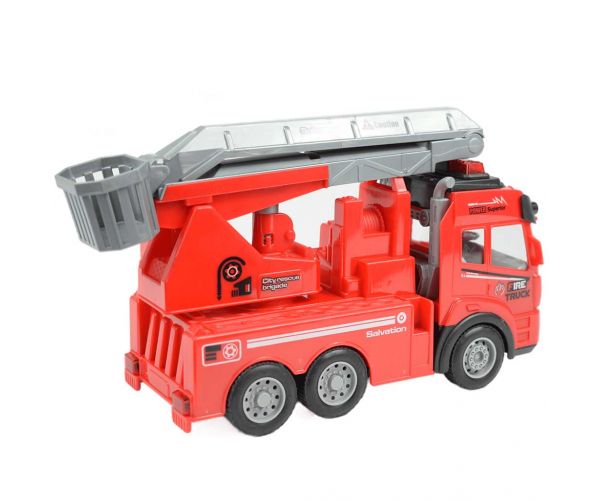 RC Távirányítós emelőkosaras tűzoltóautó fény effektekkel 1/43-as méretarány 27 MHz 21cm