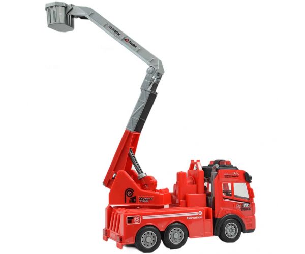 RC Távirányítós emelőkosaras tűzoltóautó fény effektekkel 1/43-as méretarány 27 MHz 21cm