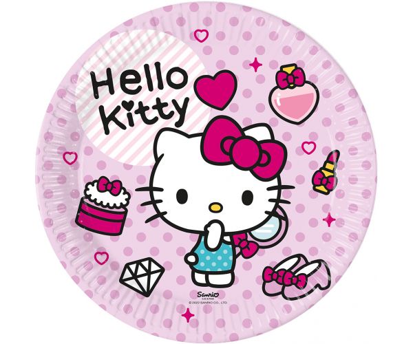 Hello Kitty 8db-os papírtányér szett 23cm-es