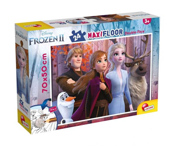 Jégvarázs főszereplői 2 az 1-ben maxi 24db-os puzzle és színező 70x50cm - Lisciani