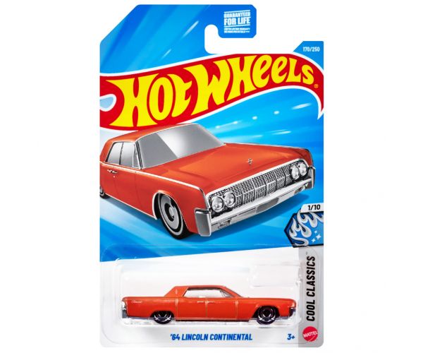Hot Wheels: '64 Lincoln Continental narancssárga kisautó 1/64 - Mattel