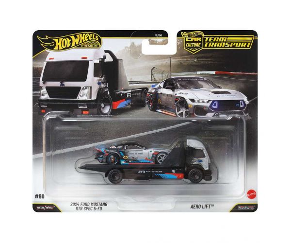 Hot Wheels: Aero Lift autószállító és 2024 Ford Mustang RTR SPEC 5-FD kisautó 1/64 - Mattel