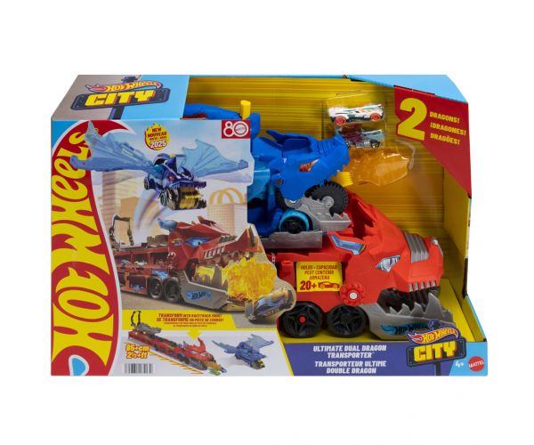 Hot Wheels City: Sárkányjárgány autószállító - Mattel