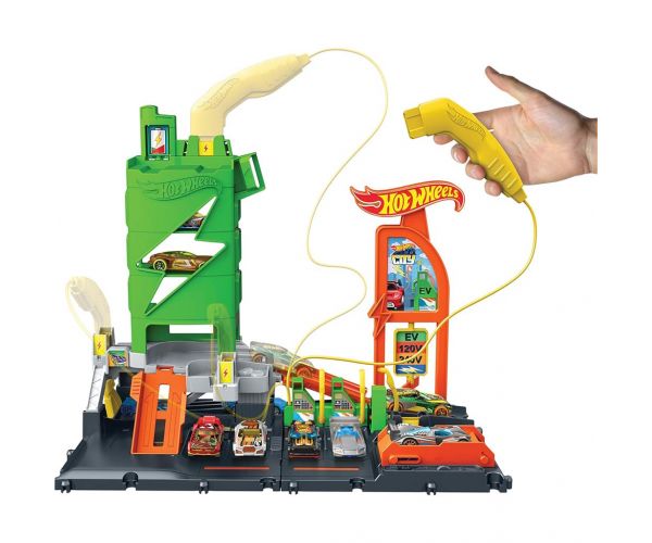 Hot Wheels: City töltőállomás pályaszett 1db kisautóval - Mattel