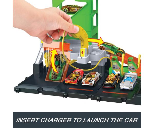 Hot Wheels: City töltőállomás pályaszett 1db kisautóval - Mattel