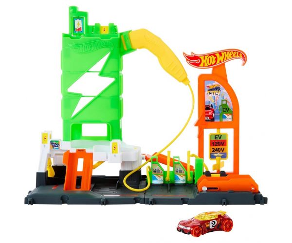 Hot Wheels: City töltőállomás pályaszett 1db kisautóval - Mattel