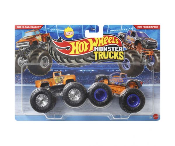 Hot Wheels Monster Trucks: 1956 Hi-Tail Hauler vs 2017 Ford Raptor kisautó 2db-os csomag 1/64 - Mattel
