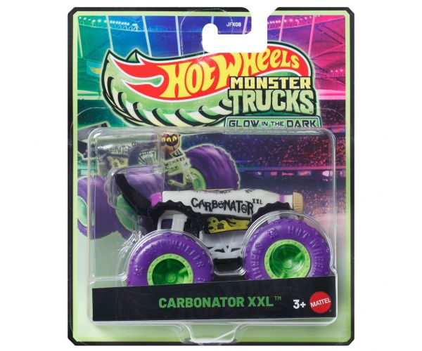 Hot Wheels Monster Trucks: Carbonator XXL fehér sötétben világító kisautó 1/64 - Mattel