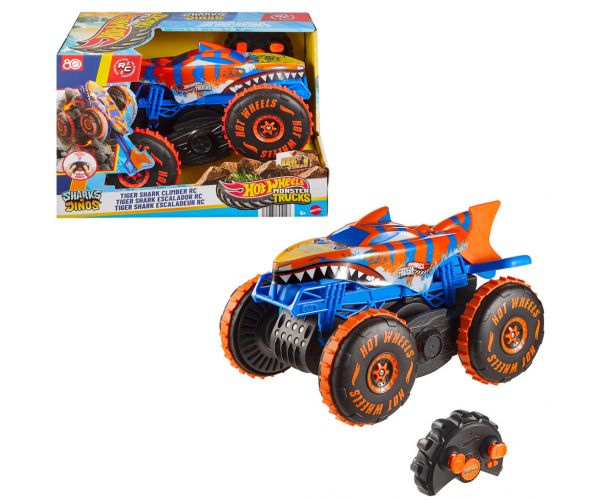 Hot Wheels Monster Trucks: Mega Tiger Shark RC távirányítós autó - Mattel