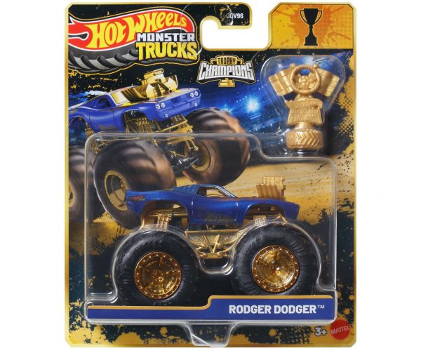Hot Wheels Monster Trucks: Rodger Dodger bajnok monster kisautó serleggel 1/64 - Mattel