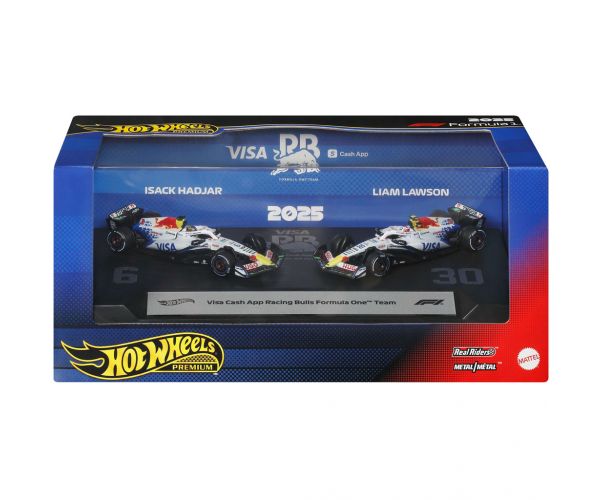 Hot Wheels Premium F1 Racing Bulls 2 darabos kisautó szett 1/64 – Liam Lawson #30 és Isack Hadjar #6 – Mattel