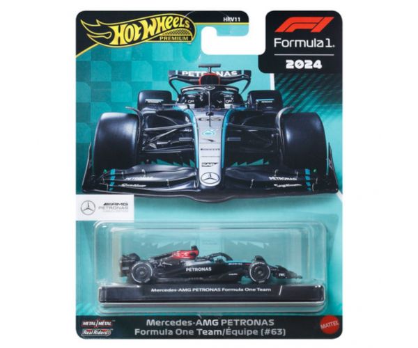 Hot Wheels Premium: Mercedes-AMG Petronas Formula 1 No. 63 kisautó 1/64 – Mattel