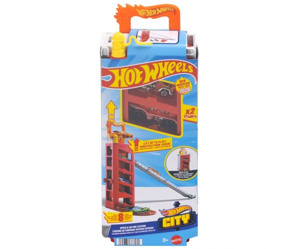 Hot Wheels: Turbó start tűzoltóállomás 2db kisautóval - Mattel
