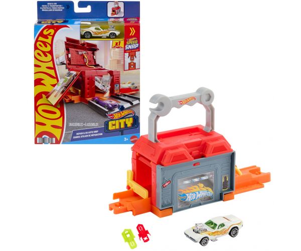 Hot Wheels: City Repair & Go autószerelő műhely alap pályaszett – Mattel