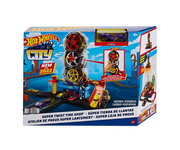 Hot Wheels: City Tripla kerekes gumiszerviz játékszett - Mattel