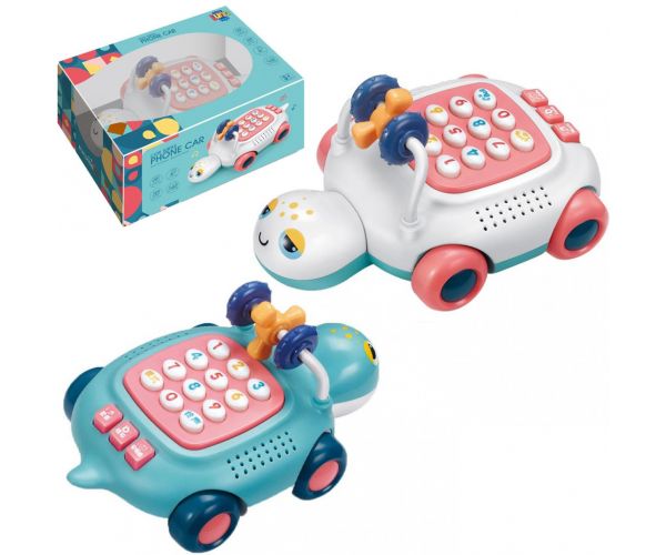 Zenélő és világító teknősös bébi telefon kétféle változatban 20cm