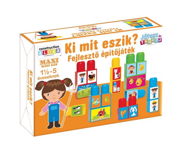 Játssz és tanulj!: Ki mit eszik? Fejlesztő építőjáték - D-Toys
