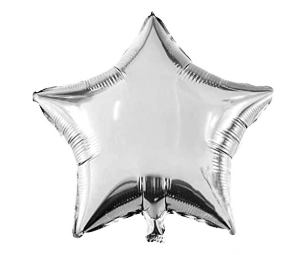 Csillag alakú fólia lufi – ezüst 46cm