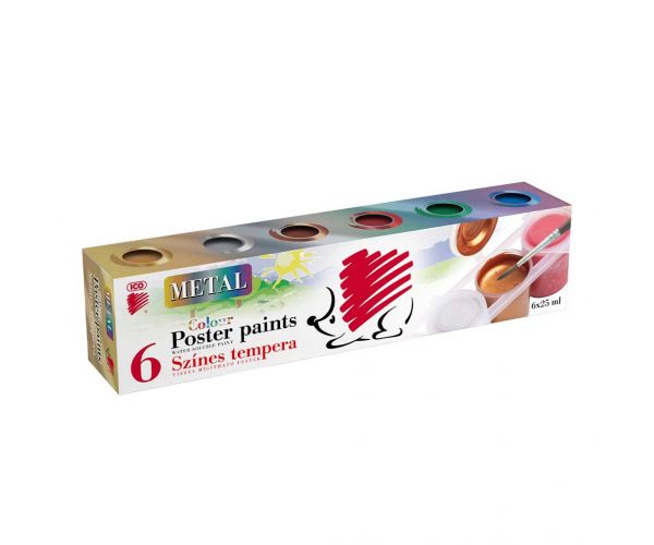 ICO: Süni Tégelyes tempera metál színekben 6x25ml