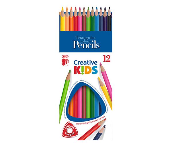 ICO: Creative Kids háromszögletű színes ceruza 12db-os szett