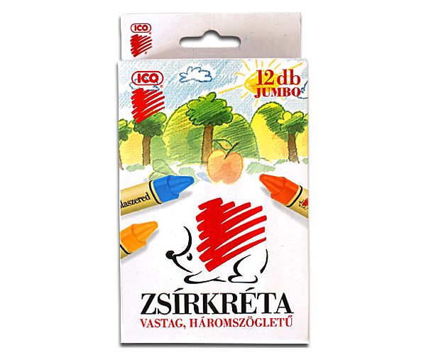 ICO: Süni háromszögletű Jumbo zsírkréta szett 12db