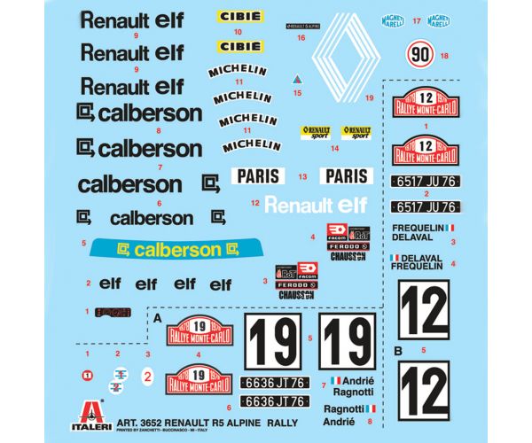 Italeri 1/24 Renault R5 Alpine Rally autómakett