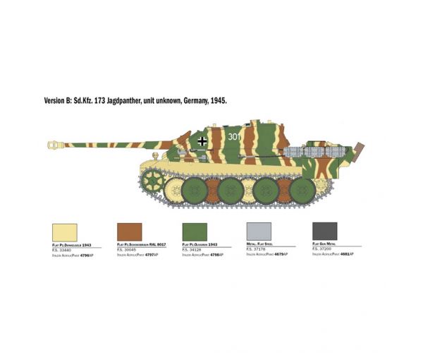 Italeri 1/35 Sd.Kfz.173 Jagdpanther tank legénységgel téli egyenruhában makett