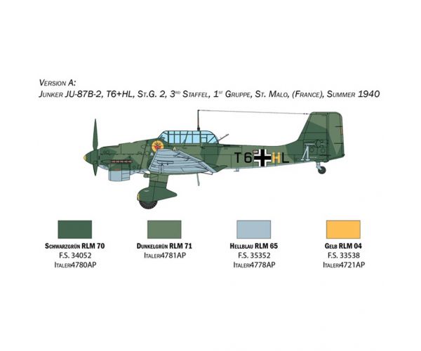 Italeri 1/48 Junkers Ju 87B Stuka repülőgép makett