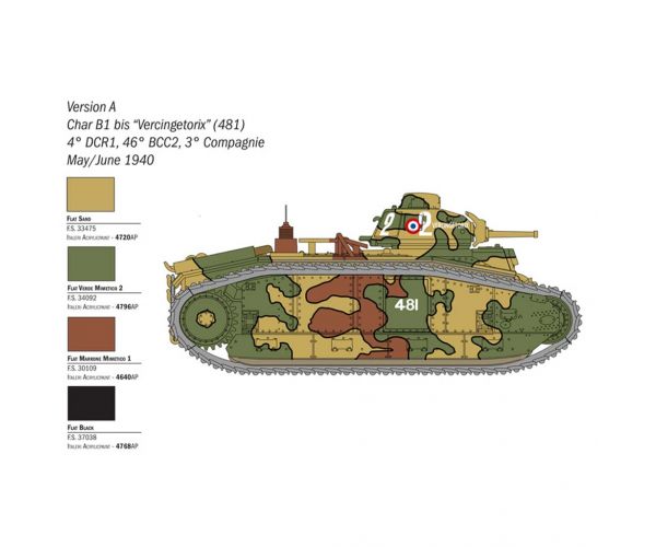 Italeri 1/56 Char B1 Bis tank makett
