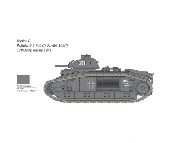 Italeri 1/56 Char B1 Bis tank makett