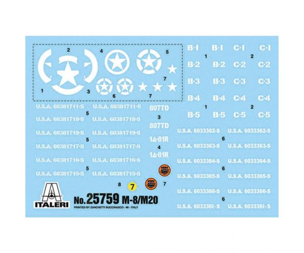 Italeri 1/56 M8/M20 tank makett