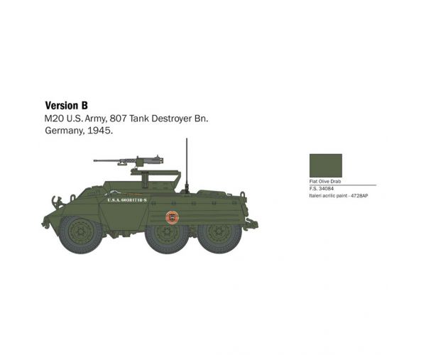 Italeri 1/56 M8/M20 tank makett